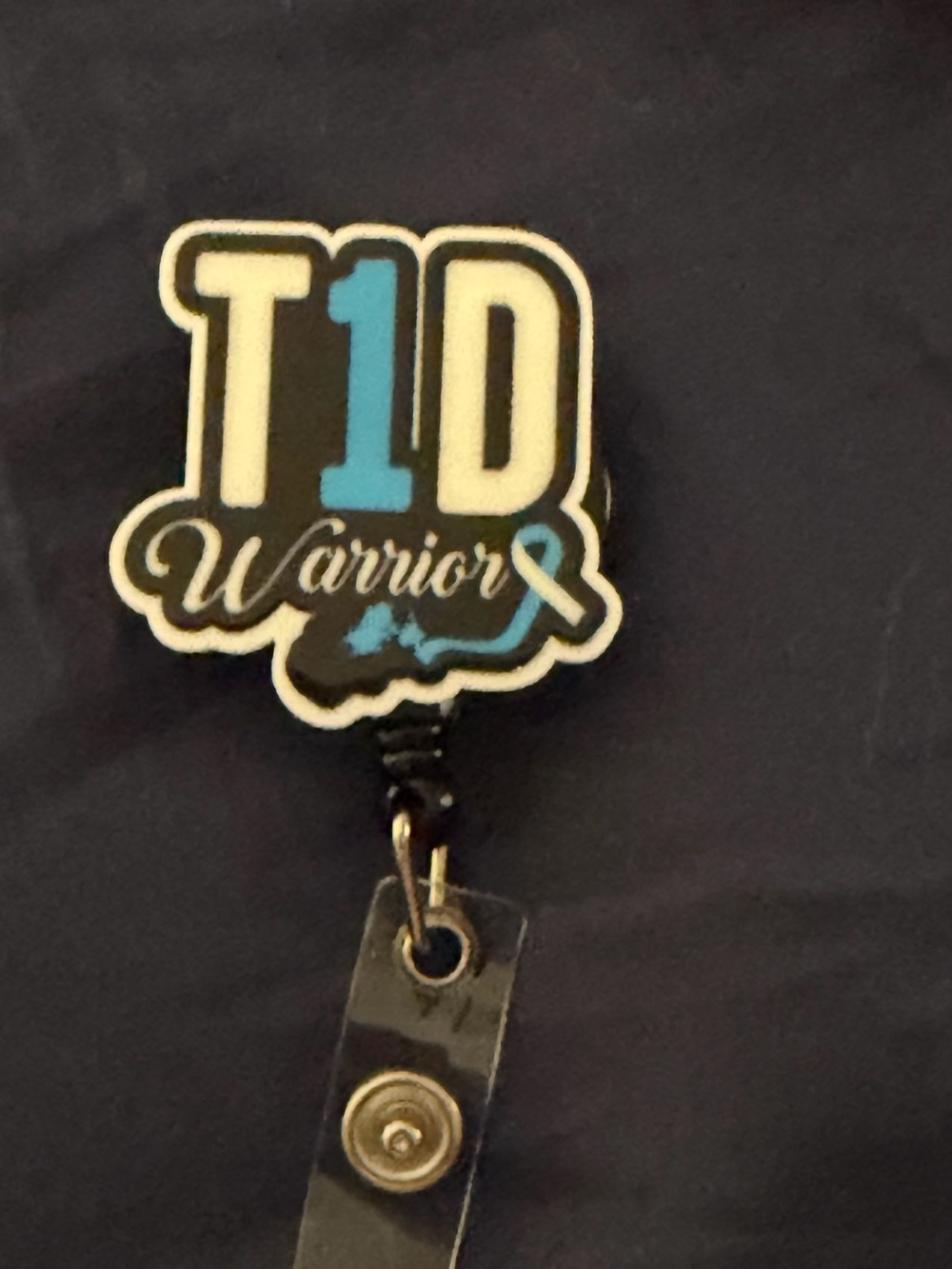 T1D Warrior Retractable Badge Reel - Blue and Black